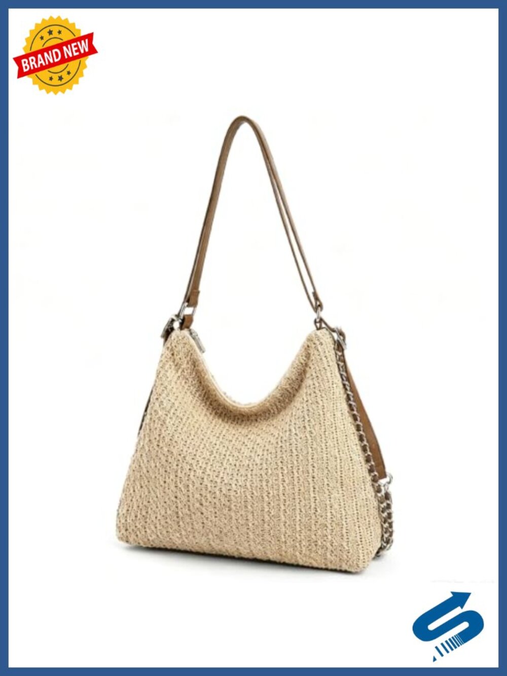 Woven Summer Beach Purse with Adjustable Strap, Convertible Hobo Backpack